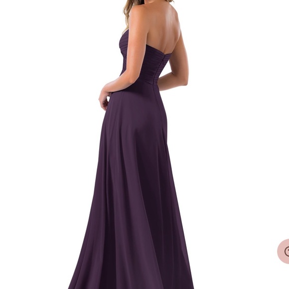 Azazie Purple Strapless Arabella With Front Slit Chiffon Bridesmaid Dress 0/2 - Picture 3 of 16